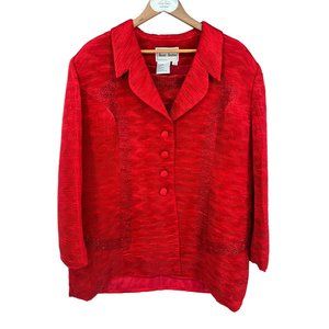 Aussie Austine Original blazer 22 red beaded lined church crinkle